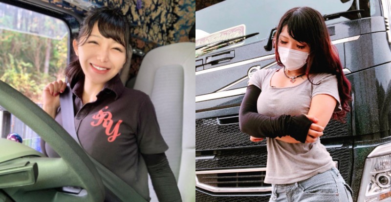 有夠兇！「正妹卡車司機」挺巨乳跑車　小蠻腰身段太性感